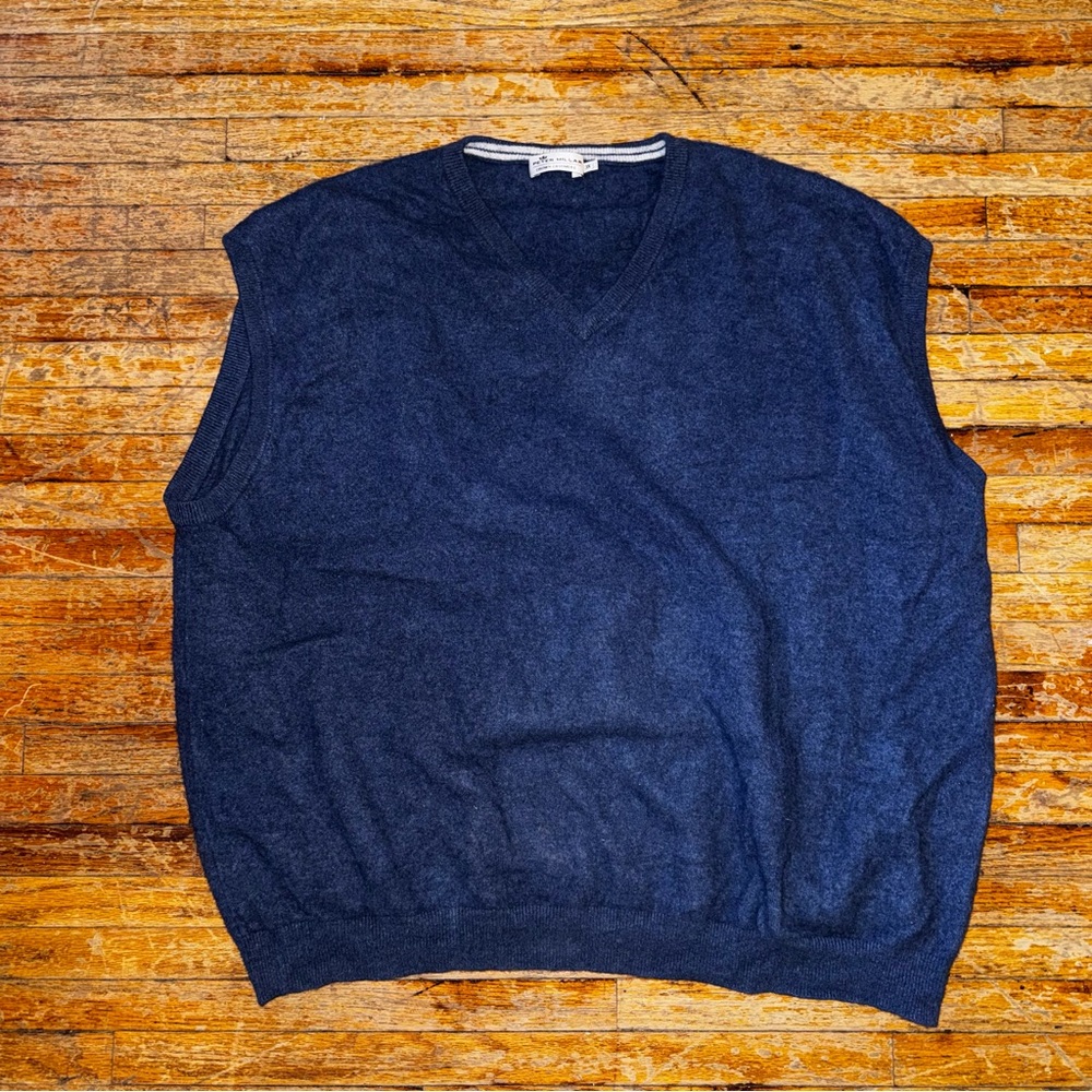 CASHMERE V-Neck Navy Sweater Vest